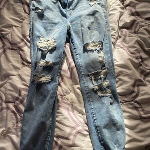 American Eagle Outfitters Light Blue Distressed Skinny Jeans
